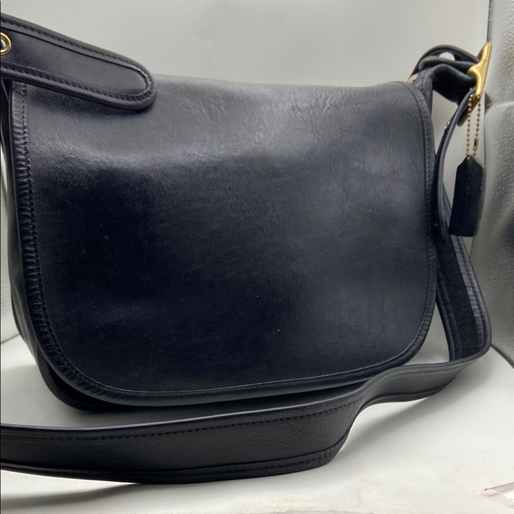 Coach Black Crossbody Bag with Brass Accents